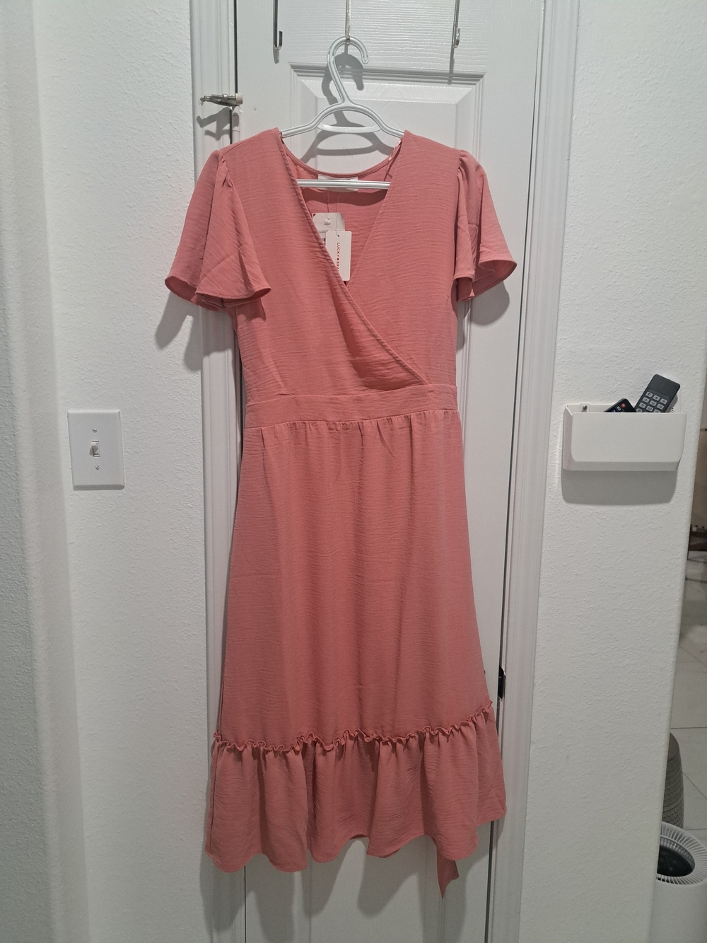Lucky Brand Mauve Pink Wrap-Style Midi Dress